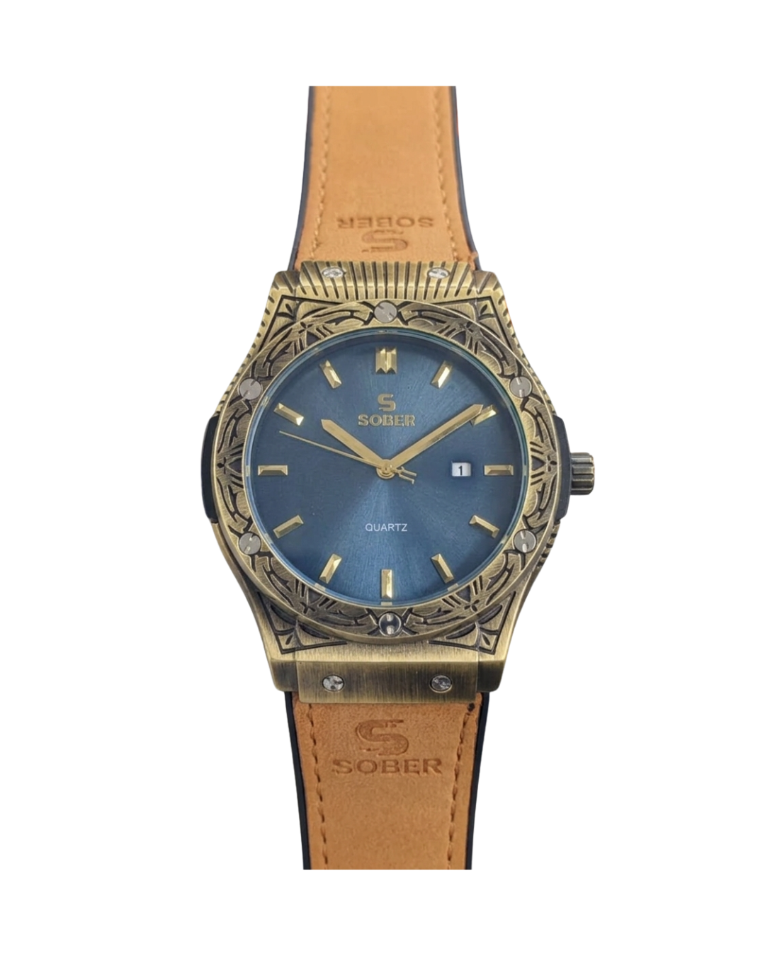 Sober 1140 Men's Royal Design Leather Strap Blue Watch