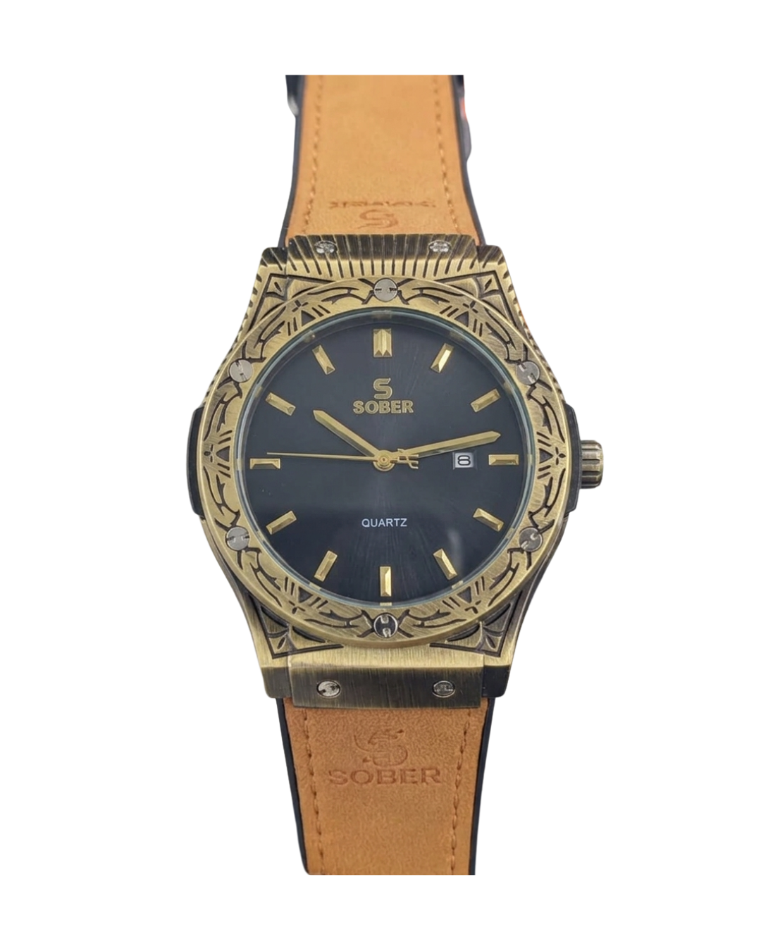 Sober 1140 Men's Royal Design Leather Strap Gray Watch