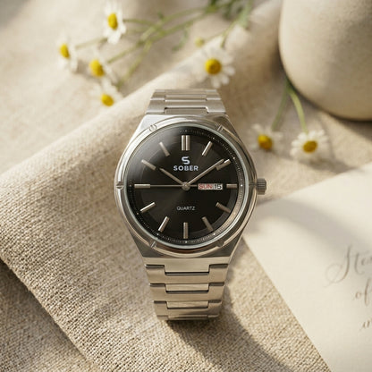Sober Heritage Series - Men's Stainless Steel Day and Date Watch