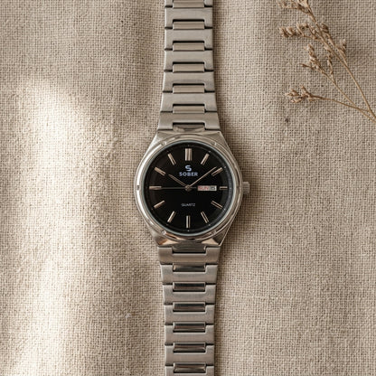 Sober Heritage Series - Men's Stainless Steel Day and Date Watch