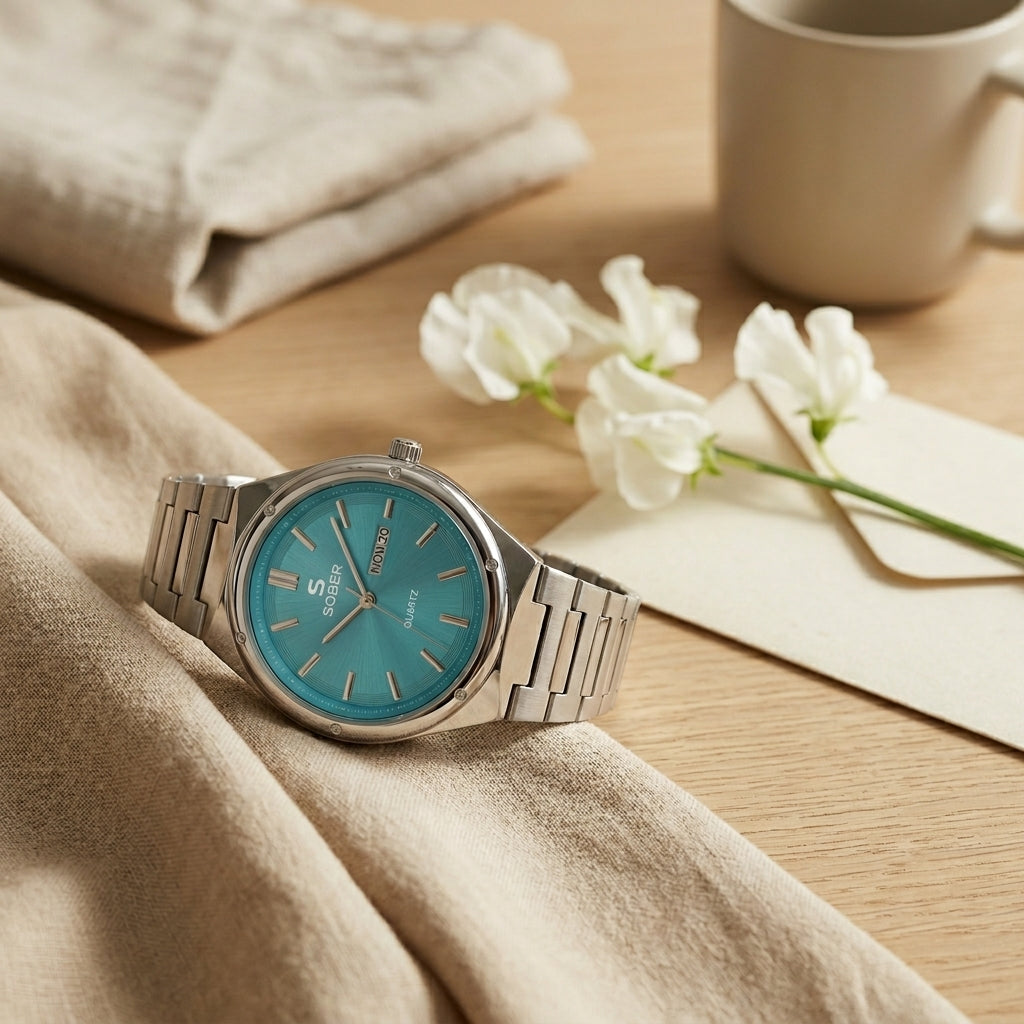 Sober Heritage Series - Men's Stainless Steel Day and Date Watch