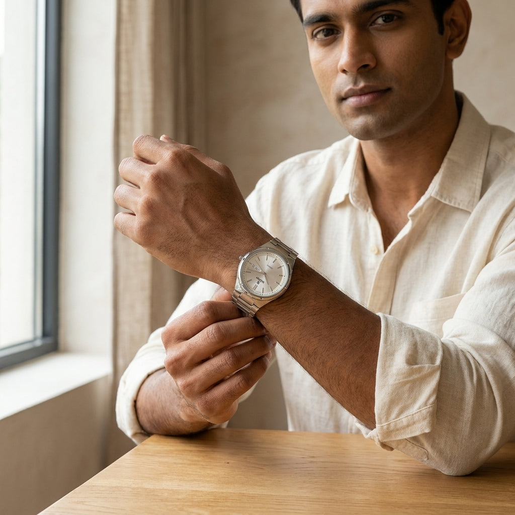 Sober Heritage Series - Men's Stainless Steel Day and Date Watch