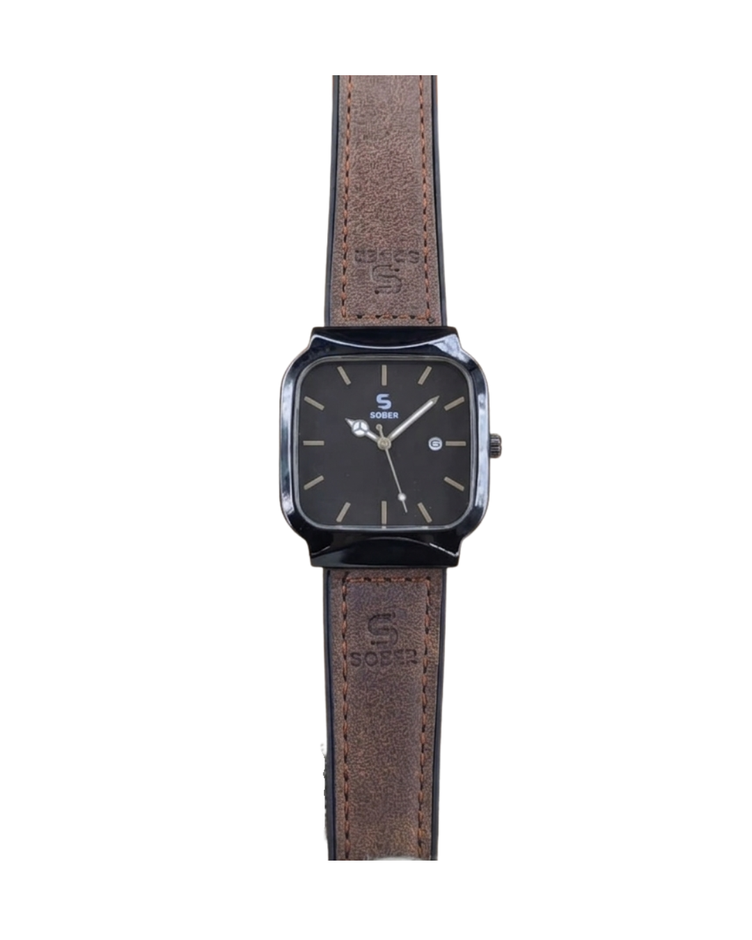 Sober Men's Brown Leather Strap Signature Analog Watch