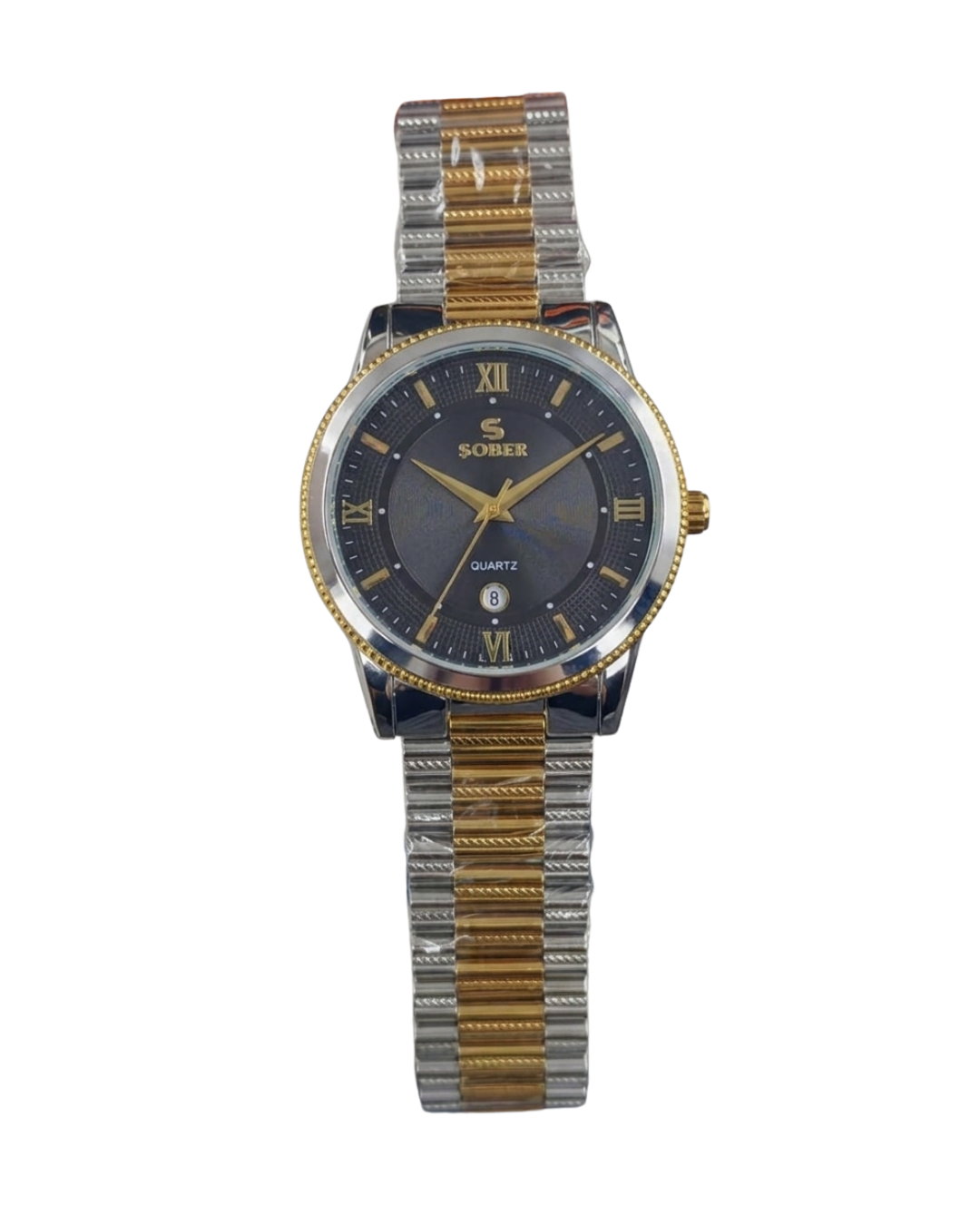 Sober Men's Golden Black Stainless Steel Imperial Analog Watch