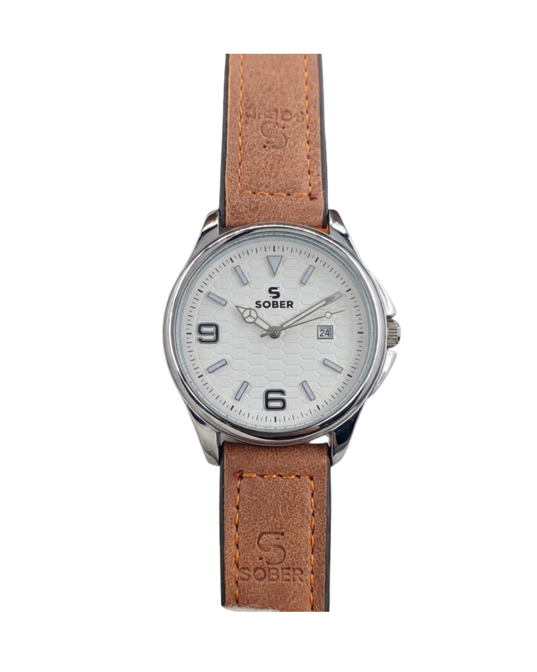 Sober Men's Heritage Leather Strap Watch with Date Display