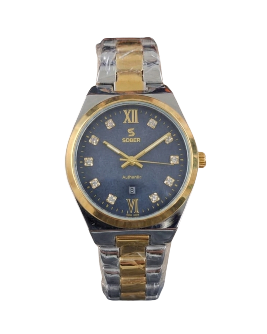 Sober Silver Blue White Women's Authentic Diamond Hour Marker Watch