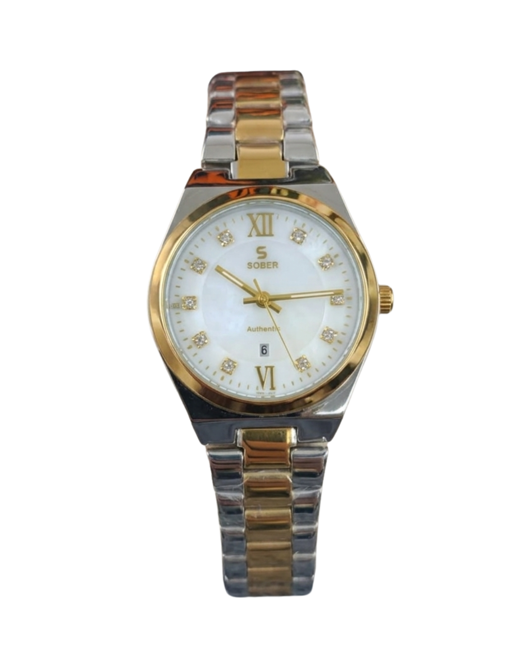 Sober Silver White Women's Authentic Diamond Hour Marker Watch