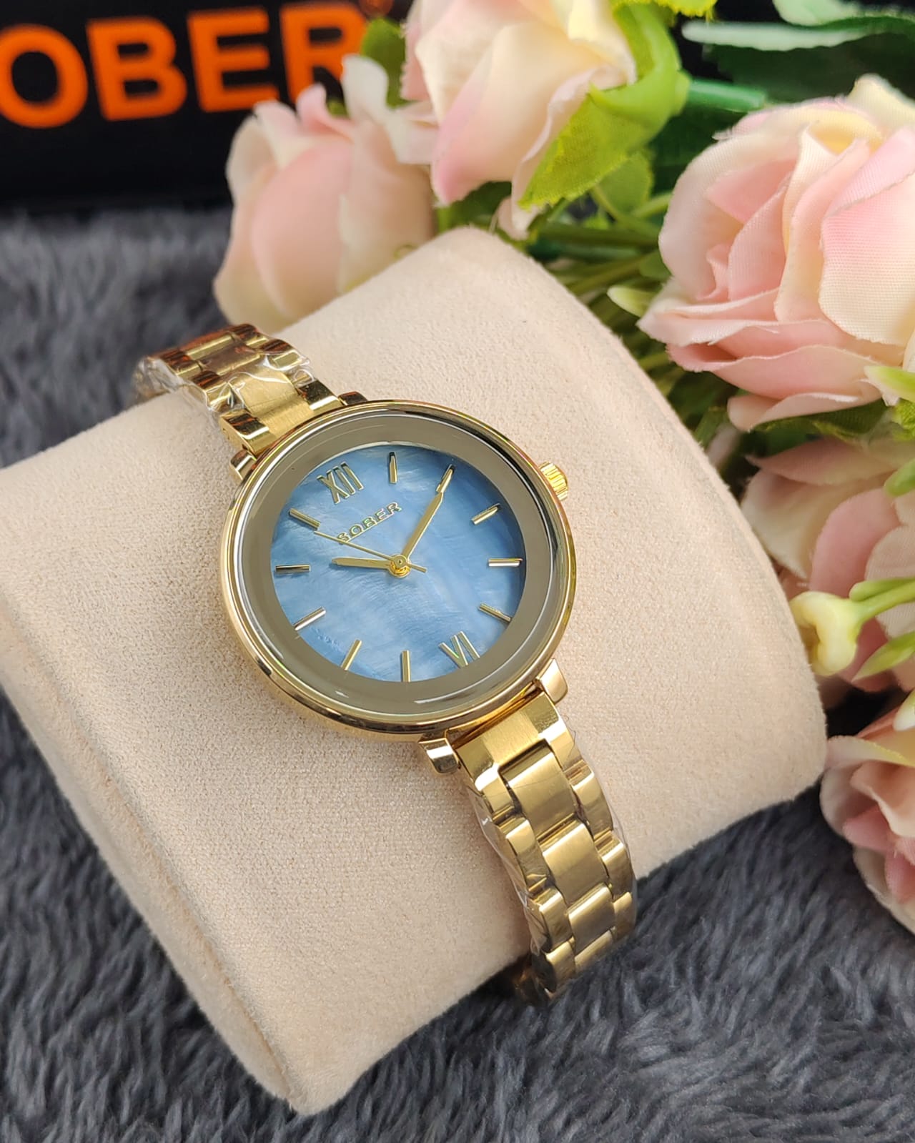 Sober Women's Exclusive Radiance Stainless Steel Golden Blue Watch