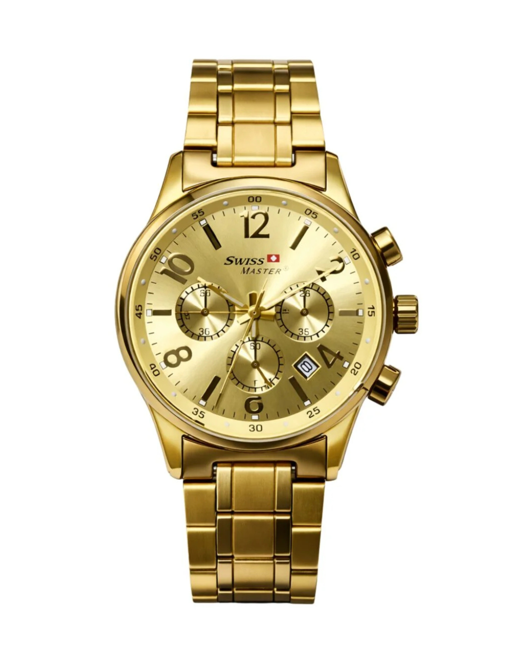 Swiss Master Elite Premium Stainless Steel Men's Analog Golden Watch