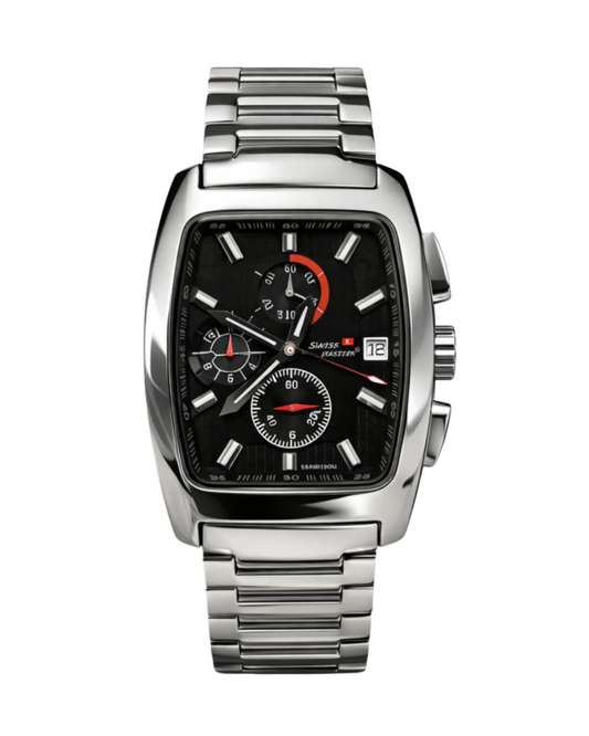 Swiss Master SSROO13GM-0S10 Premium Stainless Steel Silver Black Men's Watch