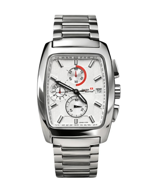 Swiss Master SSROO13GM-0S10 Premium Stainless Steel Silver White Men's Watch