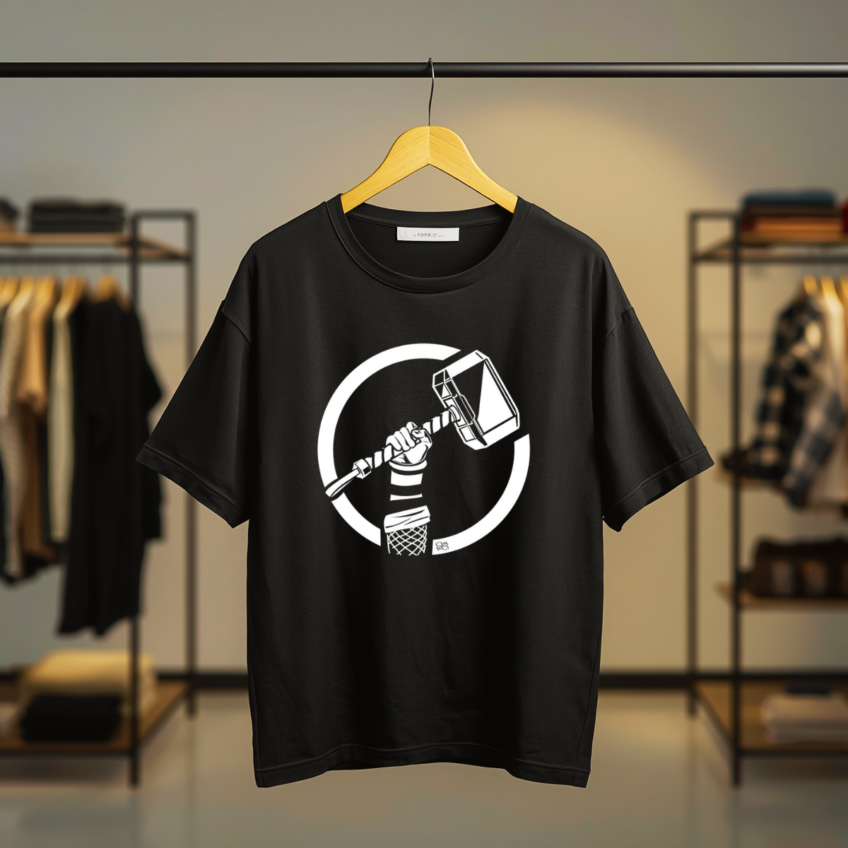 Black T-shirt featuring vintage Marvel Thor comic artwork with a large front-center graphic print.