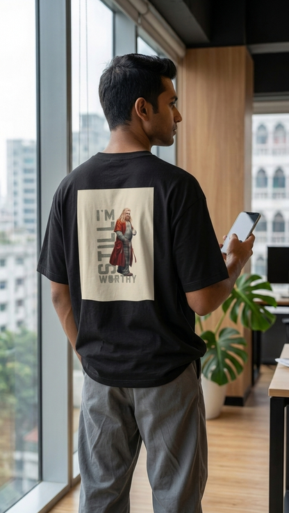 Black T-shirt featuring vintage Marvel Thor comic artwork with a large front-center graphic print.