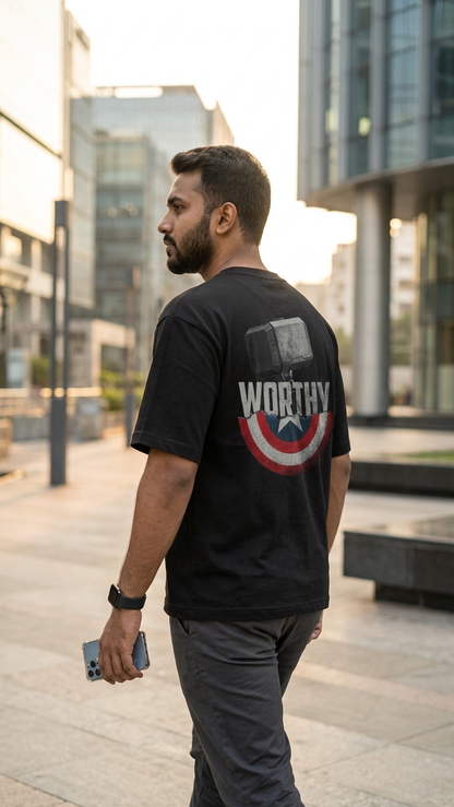Black T-shirt featuring vintage Marvel Thor comic artwork with a large front-center graphic print.