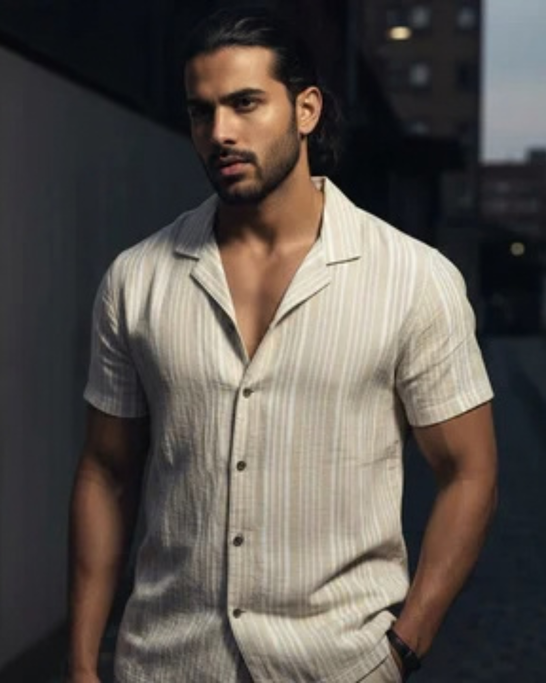 Baggy - Beige White Stripe