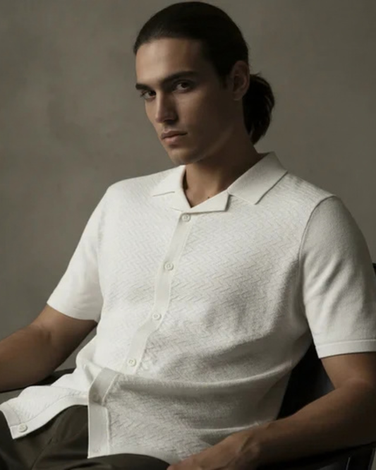 Creamy ZIG ZAG - KNITTED TEXTURE Cuban