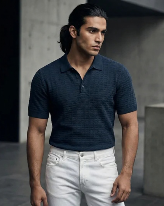 Polo Halliwell Navy Blue - Button