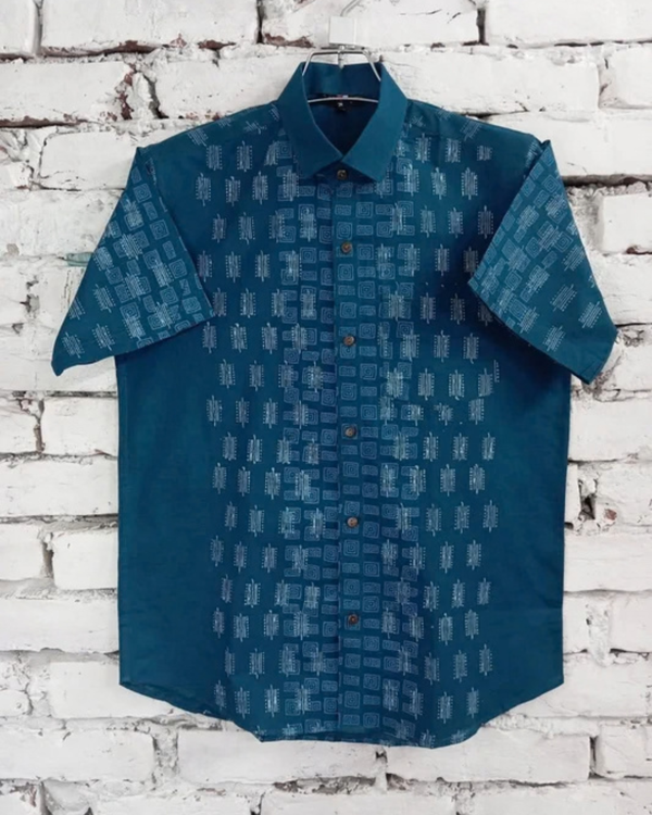 Premium Midnight Blue Heritage Geometric Shirt
