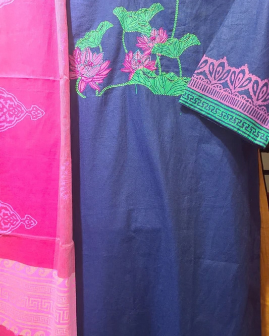Premium Royal Navy Lotus Three-Piece Set