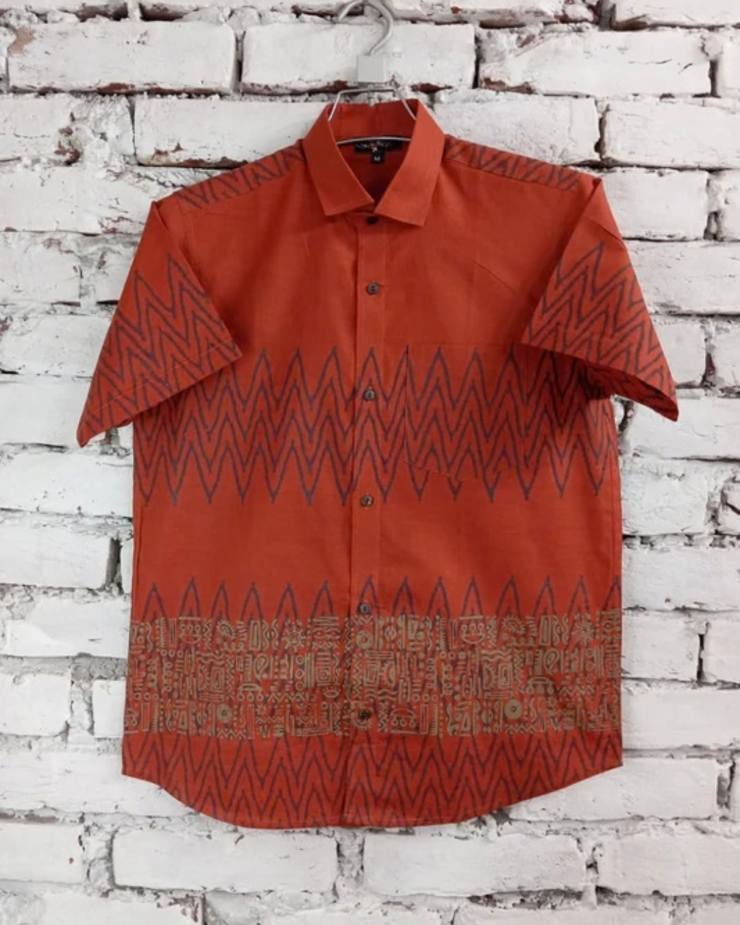 Premium Burnt Terracotta Heritage Zigzag Shirt