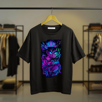 Street Fighter Akuma & Super Saiyan Vegeta Graphic Black T-Shirt
