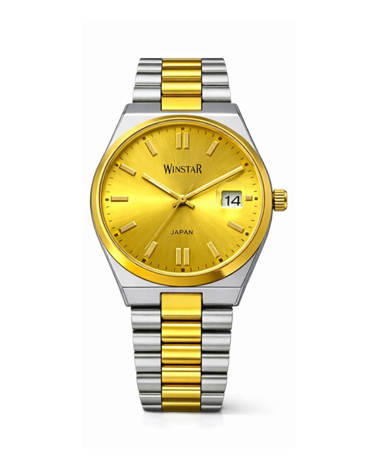 WINSTARWS-3283 Golden Dial & silver band Premium Men's Timepiece