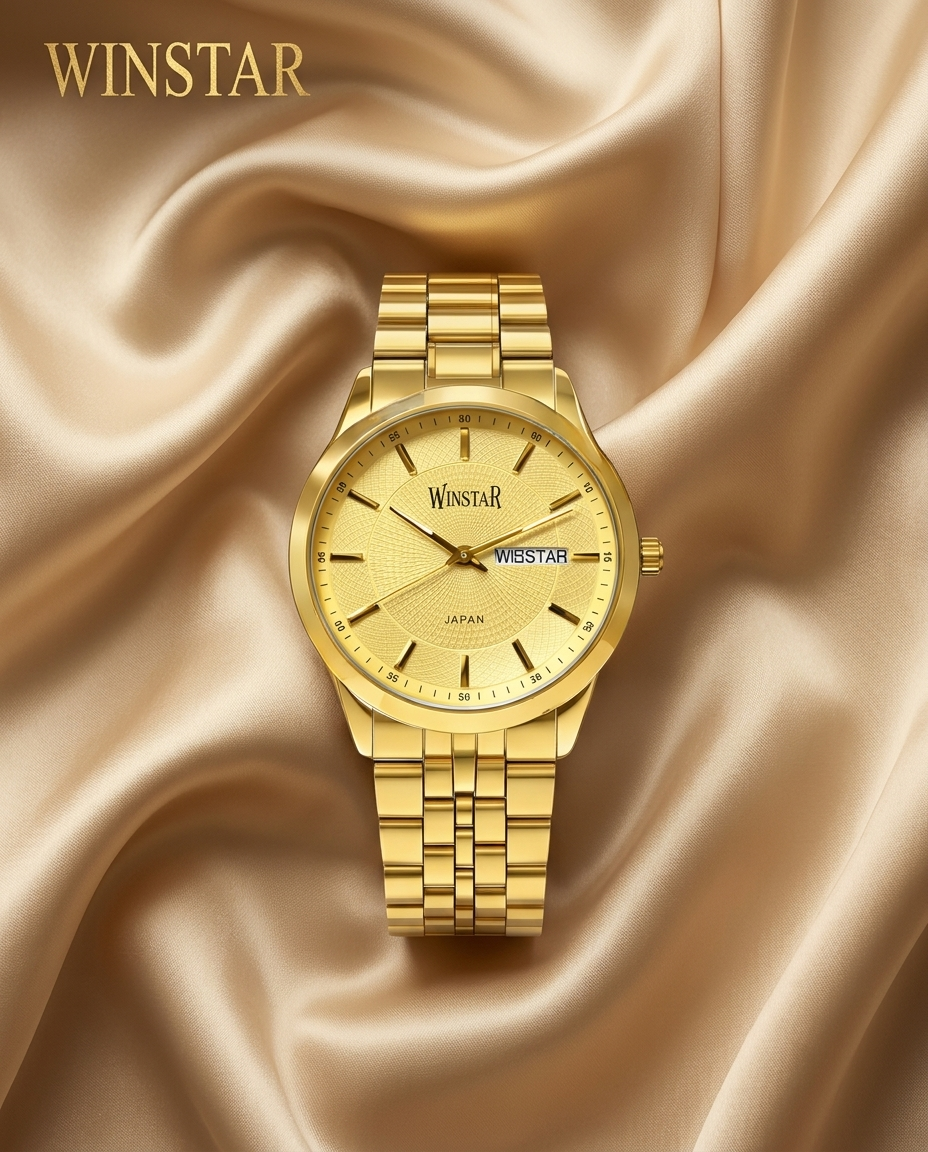 WINSTAR F5104 Men's Full Golden Stainless Steel Chain Watch