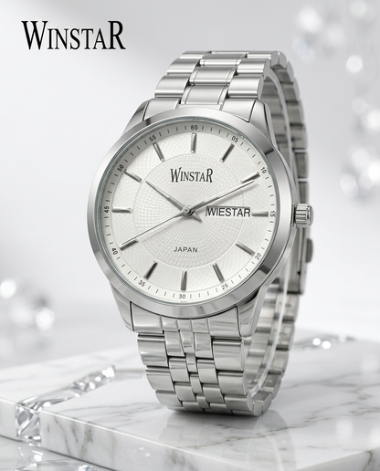 WINSTAR F5104 Men's Full Silver Stainless Steel Chain Watch