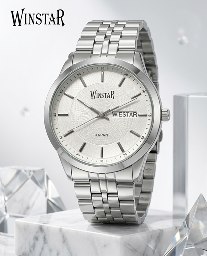 WINSTAR F5104 Men's Full Silver Stainless Steel Chain Watch