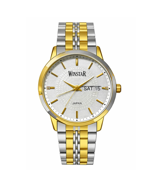 WINSTAR F5104 Men's Golden Silver Stainless Steel Chain Watch