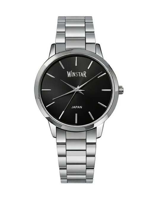 WINSTAR Japan Women's Watch - Elegant Stainless Steel Silver Black Watch