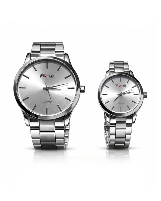 WINSTAR Japan Couple Watch Set - Elegant Stainless Steel Pair