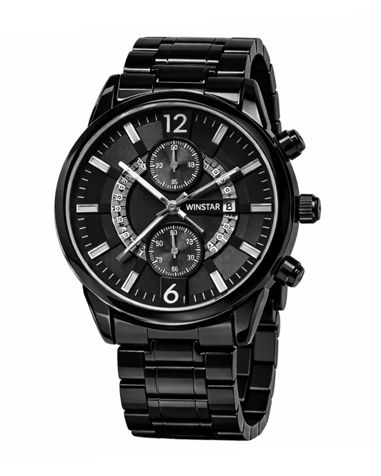 Winstar Japan 913725 All-Black Men's Stainless Steel Watch