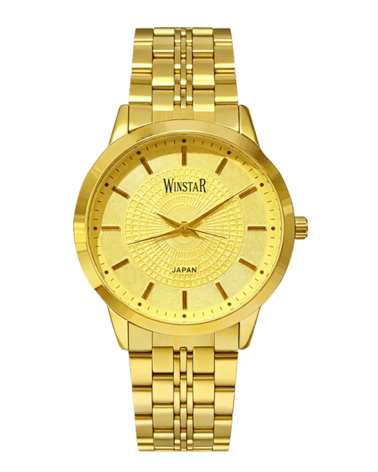Winstar Japan F5104 Golden Men's Stainless Steel Chain Watch