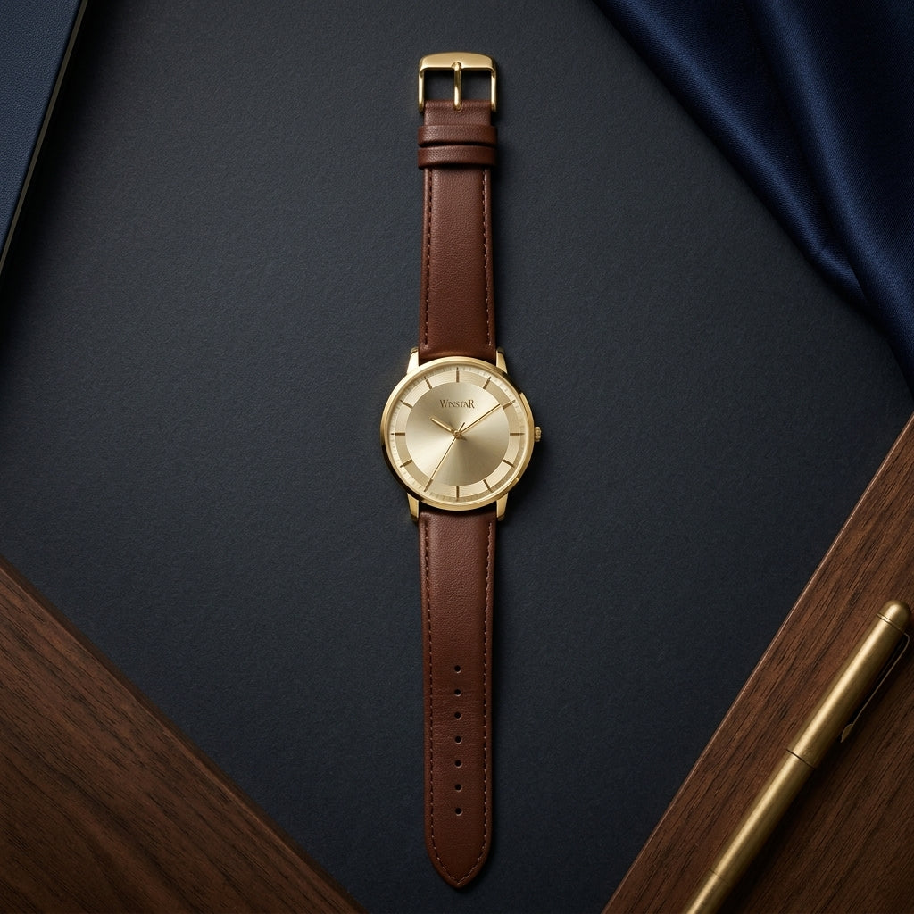 Winstar Premium Leather Strap Men's Watch - Japan Movement_Brown