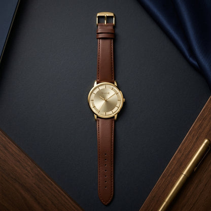 Winstar Premium Leather Strap Men's Watch - Japan Movement_Brown
