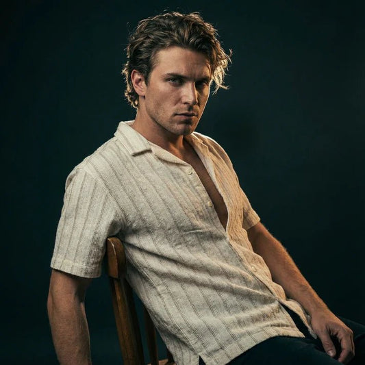 Baggy Shirt - White + Brown Stripe - Bangladesh Business Club