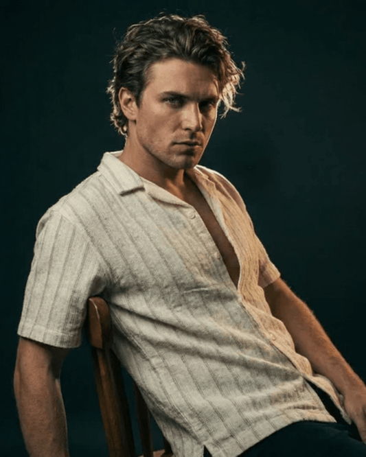 Baggy Shirt - White + Brown Stripe - Bangladesh Business Club