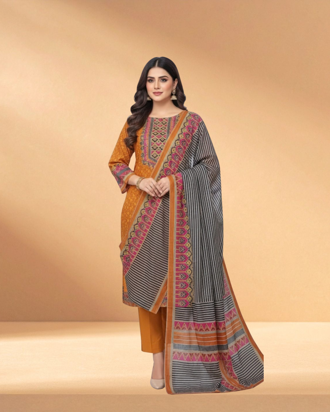 Zam Zam Spiced Amber Luxury Digital Printed 3-Piece