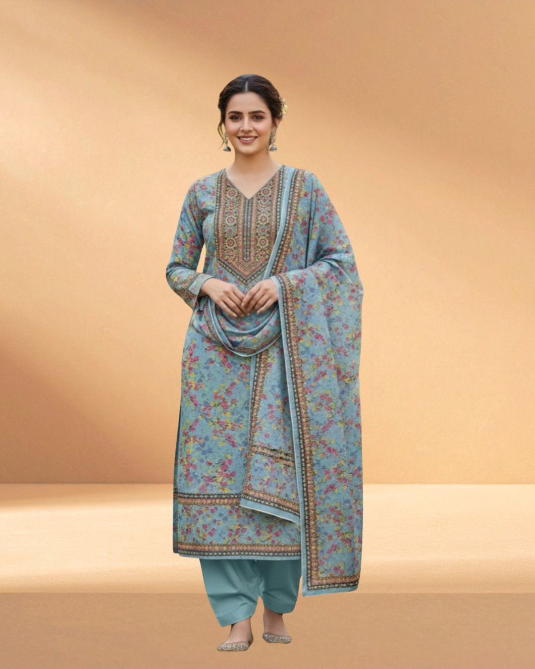 Digital Jam Jam Aegean Mist Luxury Printed 3-Piece