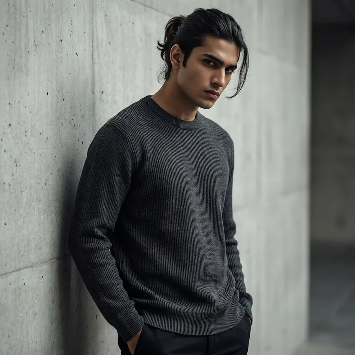 Charcoal Ribbed Round Neck - Bangladesh Business Club