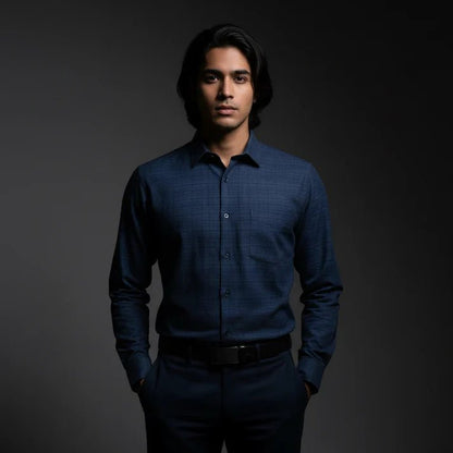 Dark Blue Check Shirt - SB5 - Bangladesh Business Club