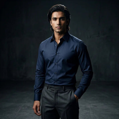 Dark Solid Blue Shirt - B7 - Bangladesh Business Club