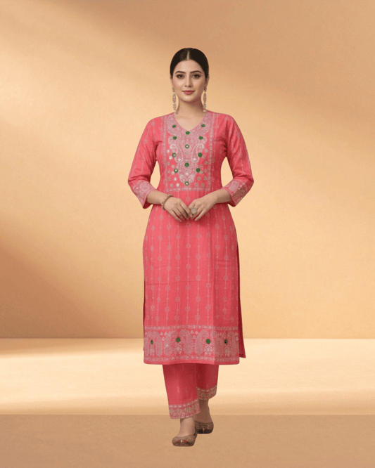 Delhi Boutiques Crimson Sorbet Luxury Embroidered Chiffon 3 - Piece - Bangladesh Business Club