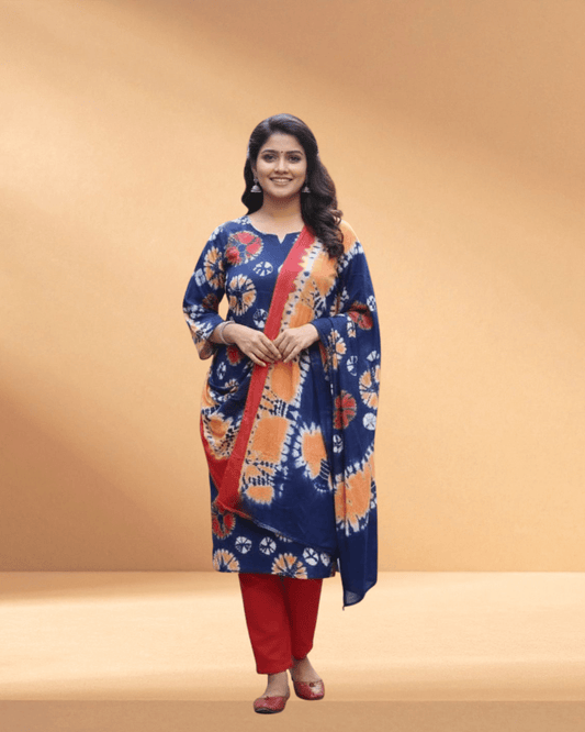 Devdas Batik Midnight Indigo Luxury Hand - Dyed 3 - Piece - Bangladesh Business Club