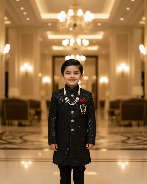 Boys' Luxury Champagne Birch Indo-Western Sherwani (Sizes 22-26)