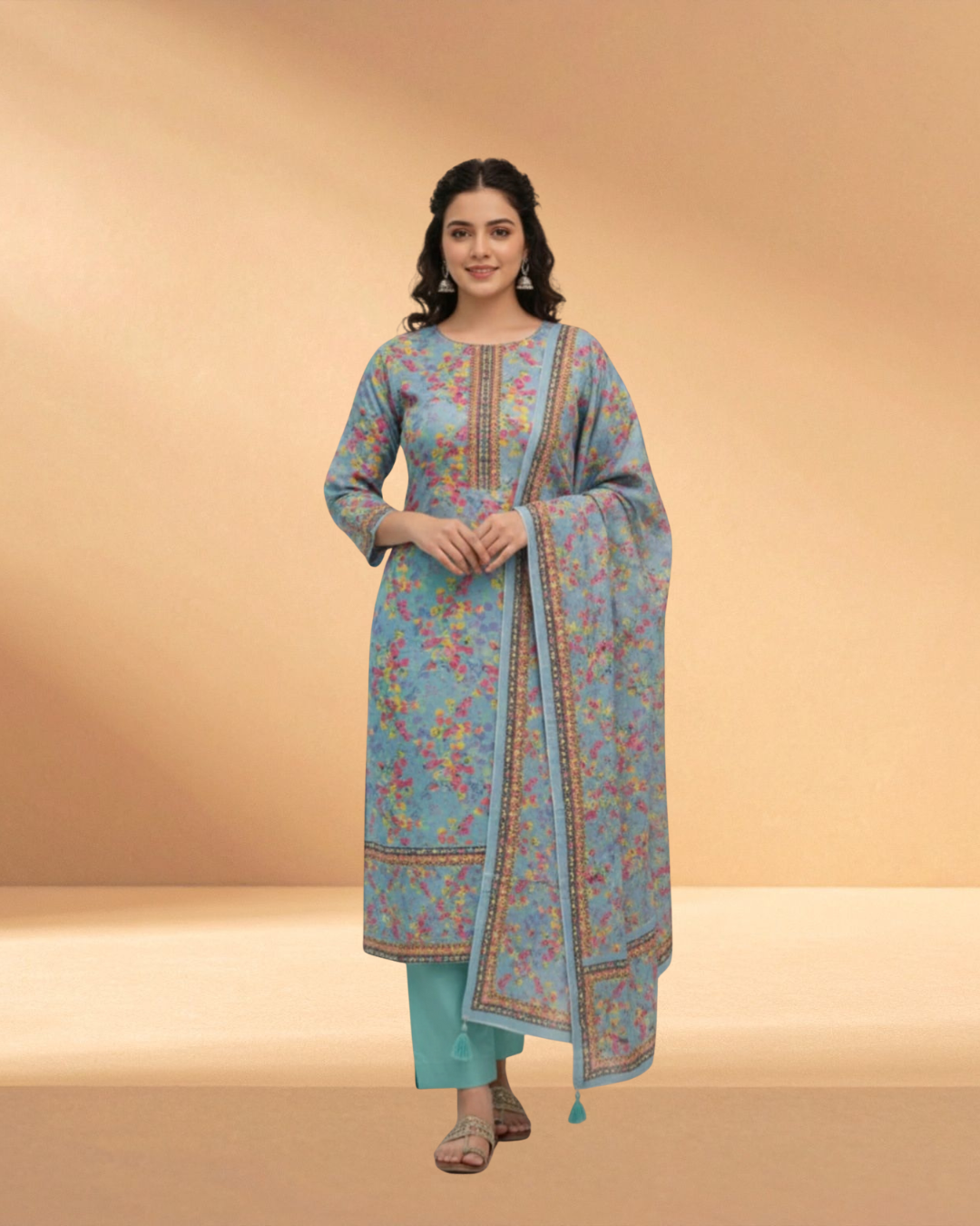 Digital Jam Jam Ether Grey Luxury Printed 3-Piece
