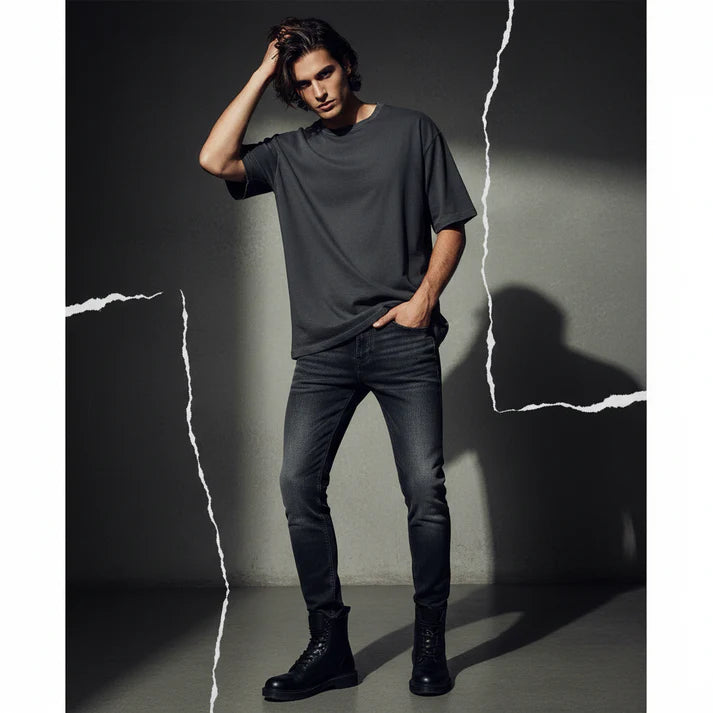 Charcoal Denim Jeans - Slim Straight