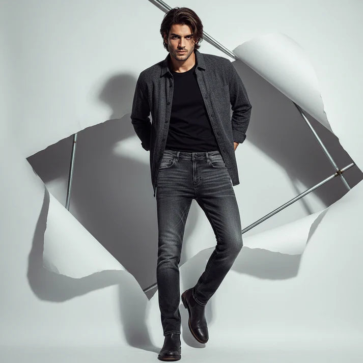 Charcoal Denim Jeans - Slim Straight