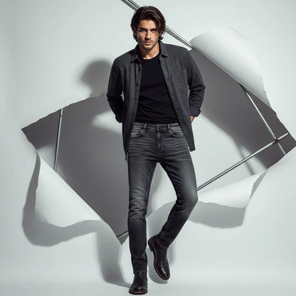 Charcoal Denim Jeans - Slim Straight